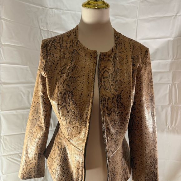 BB Dakota Brown Tailored Blazer with Snakeskin Print - Picture 2 of 8